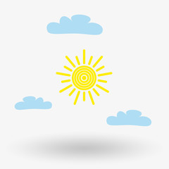 Sun and cloud weather web icon.