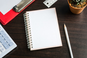 Note book paper empty with pencil and haworthia fasciata(Willd.)