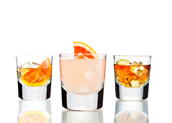 Cocktails in the old fashion glasses.