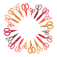 Composition with scissors silhouettes.