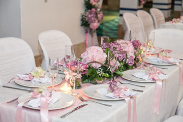 Wedding table decorated