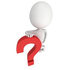 3D man rests on red question mark