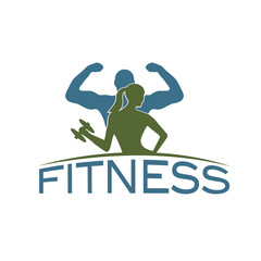 man and woman of fitness silhouette character vector design temp