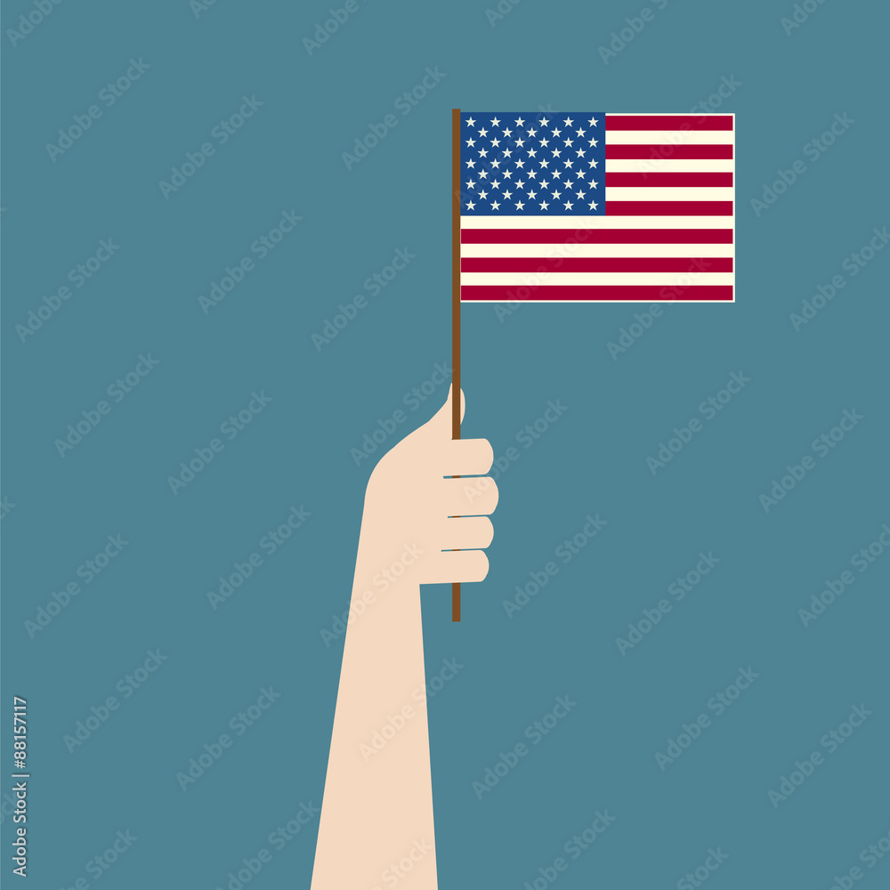 Wall mural american flag in hand