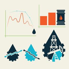 Obraz premium oil industry elements and diagram fall and rise of oil prices