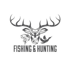 vintage hunting and fishing vector design template