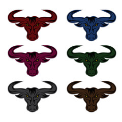 wild bull mascot set vector design template
