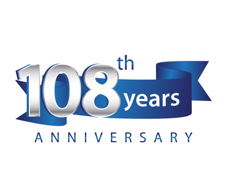 108 Years Anniversary Logo Blue Ribbon