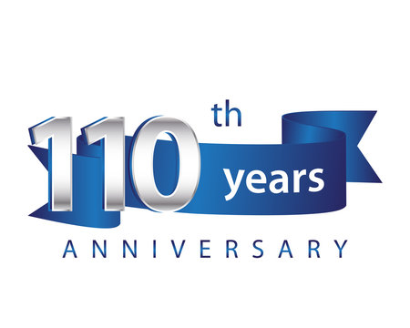 110 Years Anniversary Logo Blue Ribbon