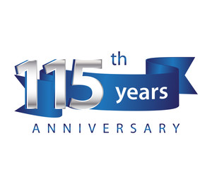 115 Years Anniversary Logo Blue Ribbon