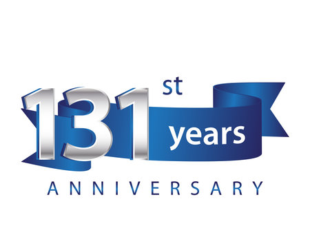 131 Years Anniversary Logo Blue Ribbon