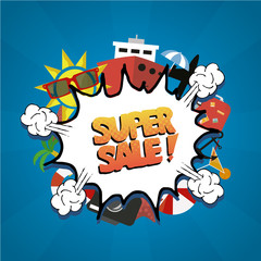 Summer Sale Illustratiion over color background