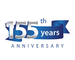 155 Years Anniversary Logo Blue Ribbon 