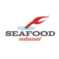 seafood restaurant illustration with claw and fish
