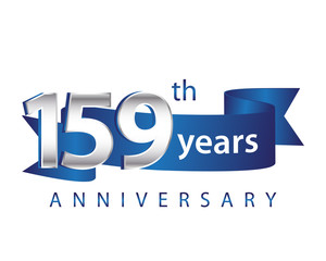 159 Years Anniversary Logo Blue Ribbon 