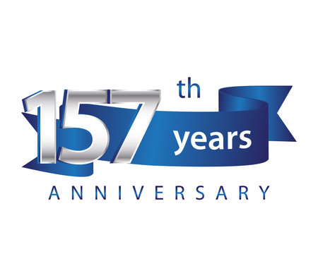 157 Years Anniversary Logo Blue Ribbon 