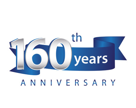 160 Years Anniversary Logo Blue Ribbon 