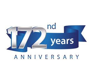 172 Years Anniversary Logo Blue Ribbon 