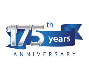 175 Years Anniversary Logo Blue Ribbon 