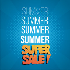 Summer Sale Illustratiion over color background