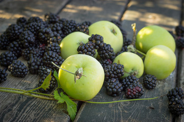 Papirovka grade apples, white apples and blackberries black on a