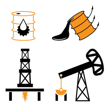 oil industry elements and symbol of fall and rise of oil prices