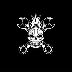 crest with skull,flame and spanners