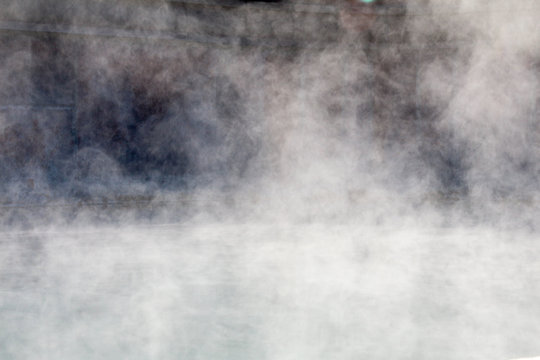 Steam off a hot spring at a spa