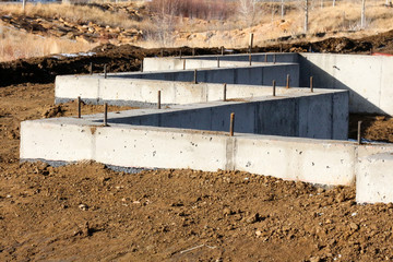 Zig zag concrete foundation on a home being built