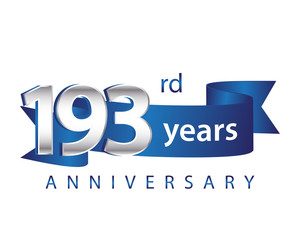 193 Years Anniversary Logo Blue Ribbon 