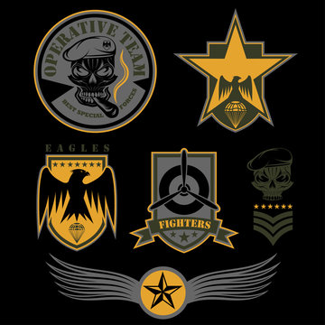 Special unit military emblem set vector design template