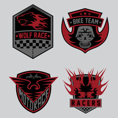 auto and moto racing emblem set and design elements