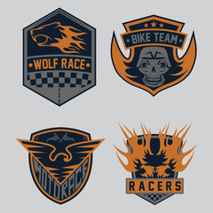 auto and moto racing emblem set and design elements
