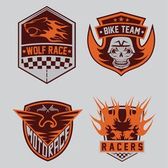 auto and moto racing emblem set and design elements