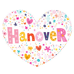 Hanover heart shaped type lettering vector design