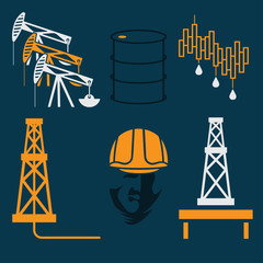 oil industry elements and symbol of fall and rise of oil prices