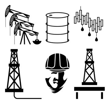 oil industry elements and symbol of fall and rise of oil prices