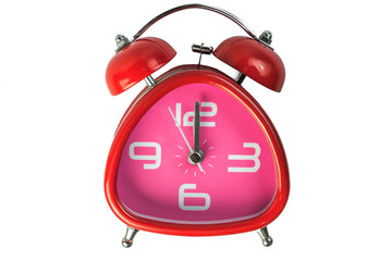 red color clock , isolate on white background
