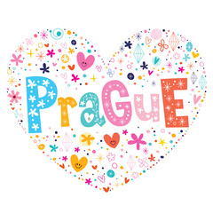 Prague heart shaped type lettering vector design