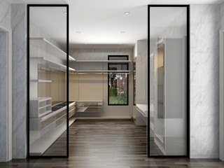 3D render dressing room interior luxury style  
