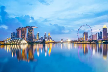 Afwasbaar behang Singapore Skyline van Singapore & 39 s nachts