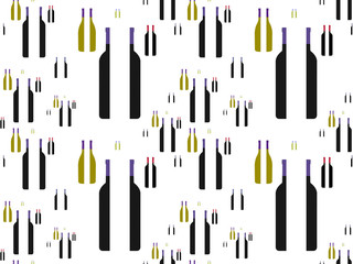 Bottles of Wine in Halves Background Seamless Pattern 3