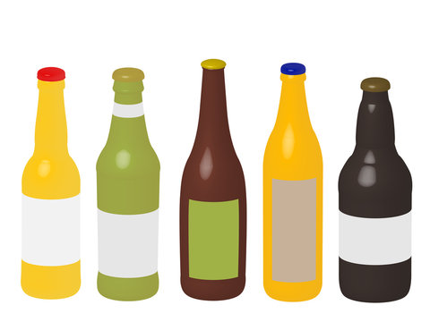 Different Kinds of Beer Bottles 3D