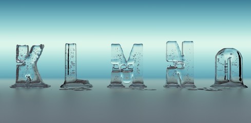 Fototapeta na wymiar alphabet made of ice melting