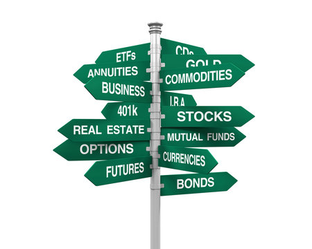 Types of Investments Direction Sign