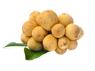 Bunch of Lanzones fruit isolated on white background