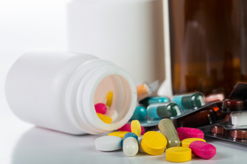 Pills and drug container