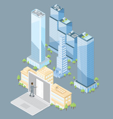 Vector 3d Flat Isometric Office Building