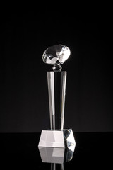 glass trophy in black background