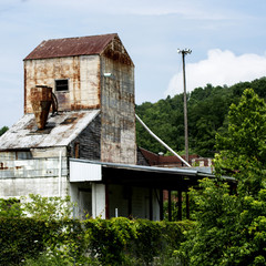 Old abandoned feed mill in rural Ohio